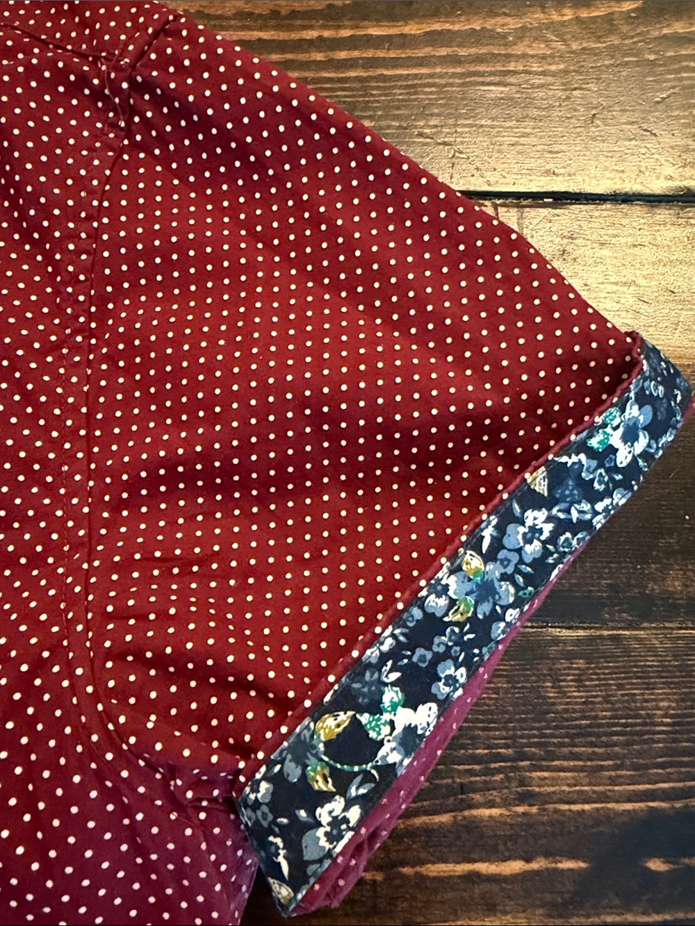 Denim & Flower Burgundy Short Sleeve Button-Down with Micro Dot Detail - Picture 3 of 4
